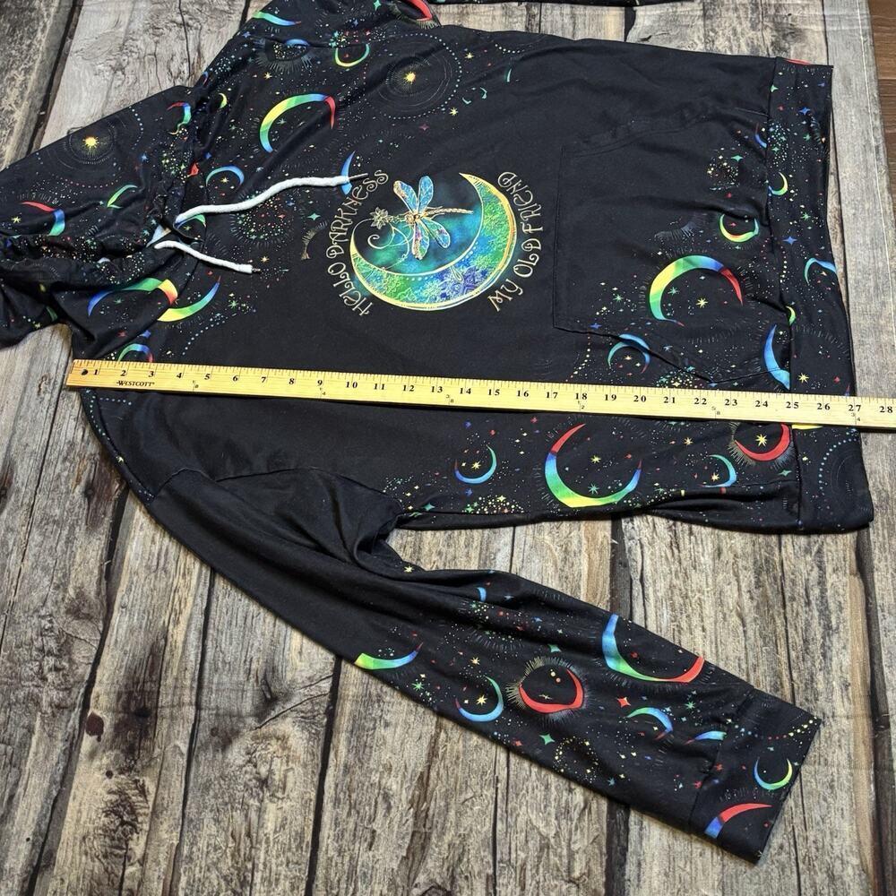 Hello Darkness My Old Friend Lightweight Moon Hoodie Adult Size Large - Picture 5 of 6